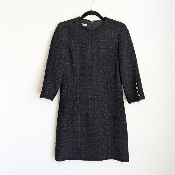 Mango MNG Suit Black Tweed Wool Blend Long Sleeve Short Dress, size S - Picture 1 of 10